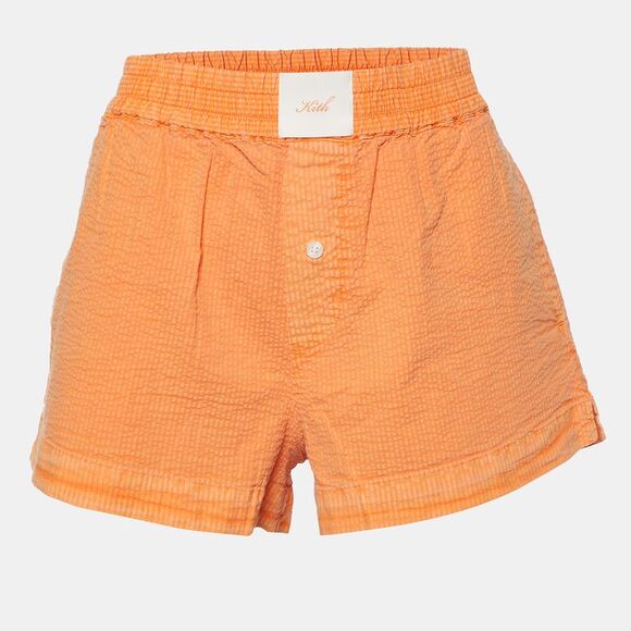 Kith Orange Seersucker Cotton Elasticized Waist Shorts S
